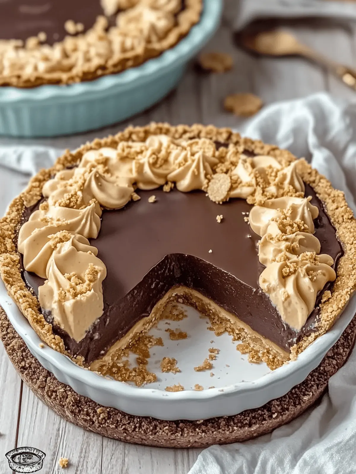 Decadent No-Bake Chocolate Peanut Butter Pie with Ganache